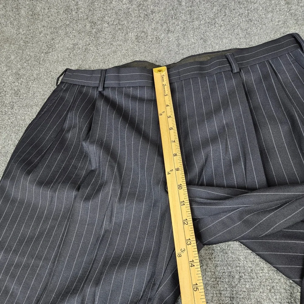 Dockers Premium Mens 40 Navy Pinstripe Pleated Cuffed Wool Blend Dress Pants